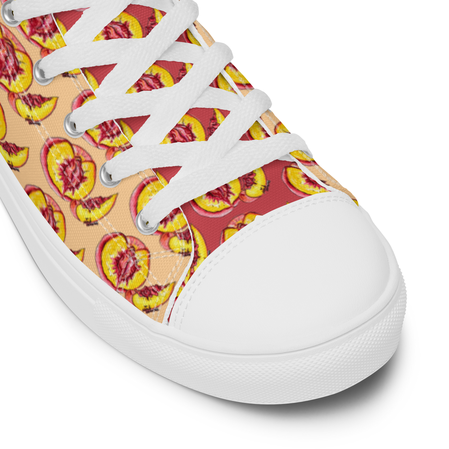 "The Perfect Peach" Peach Vulva (mini) Women’s high top canvas shoes