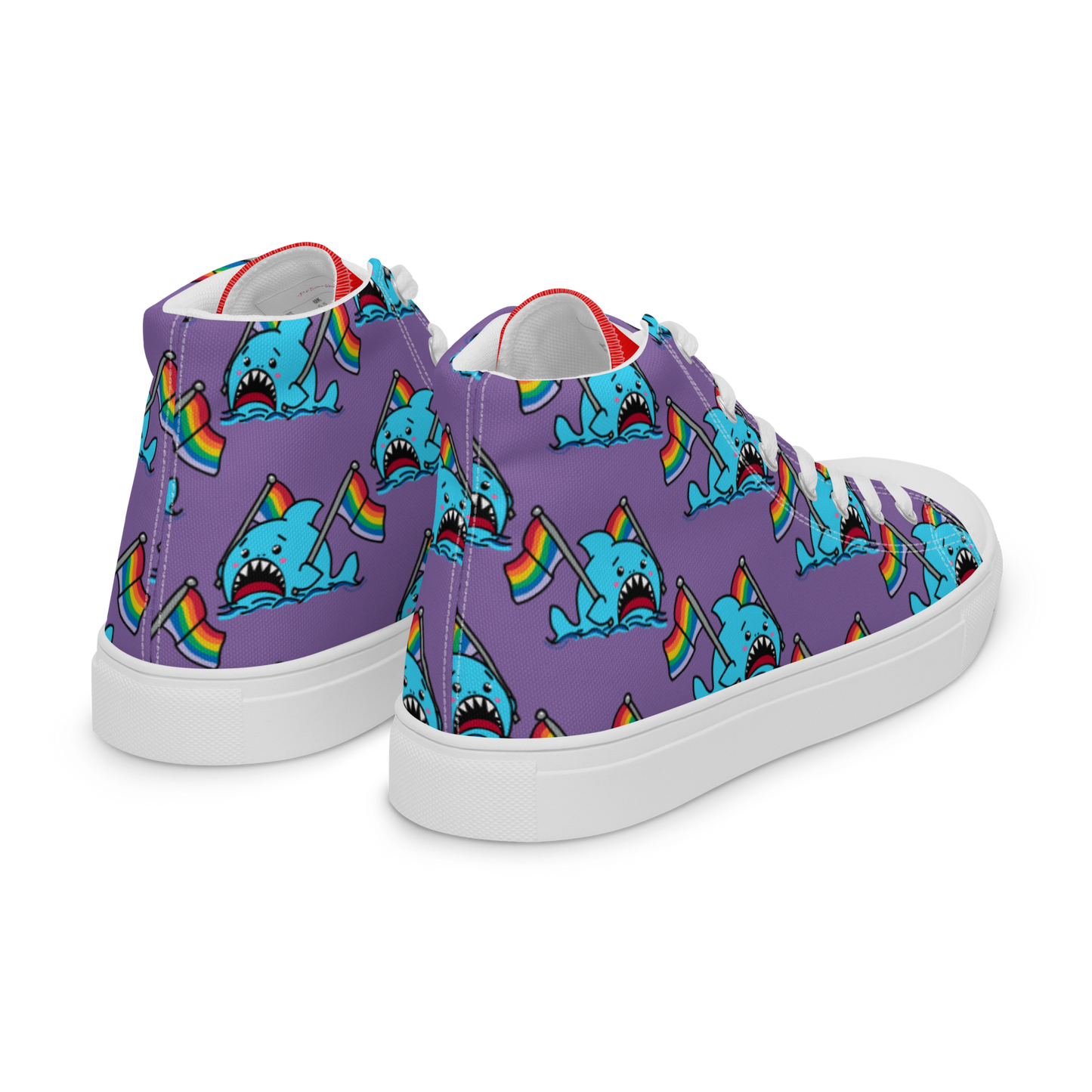 Anxious Shark Celebrates Pride (purple)- Women’s high top canvas shoes