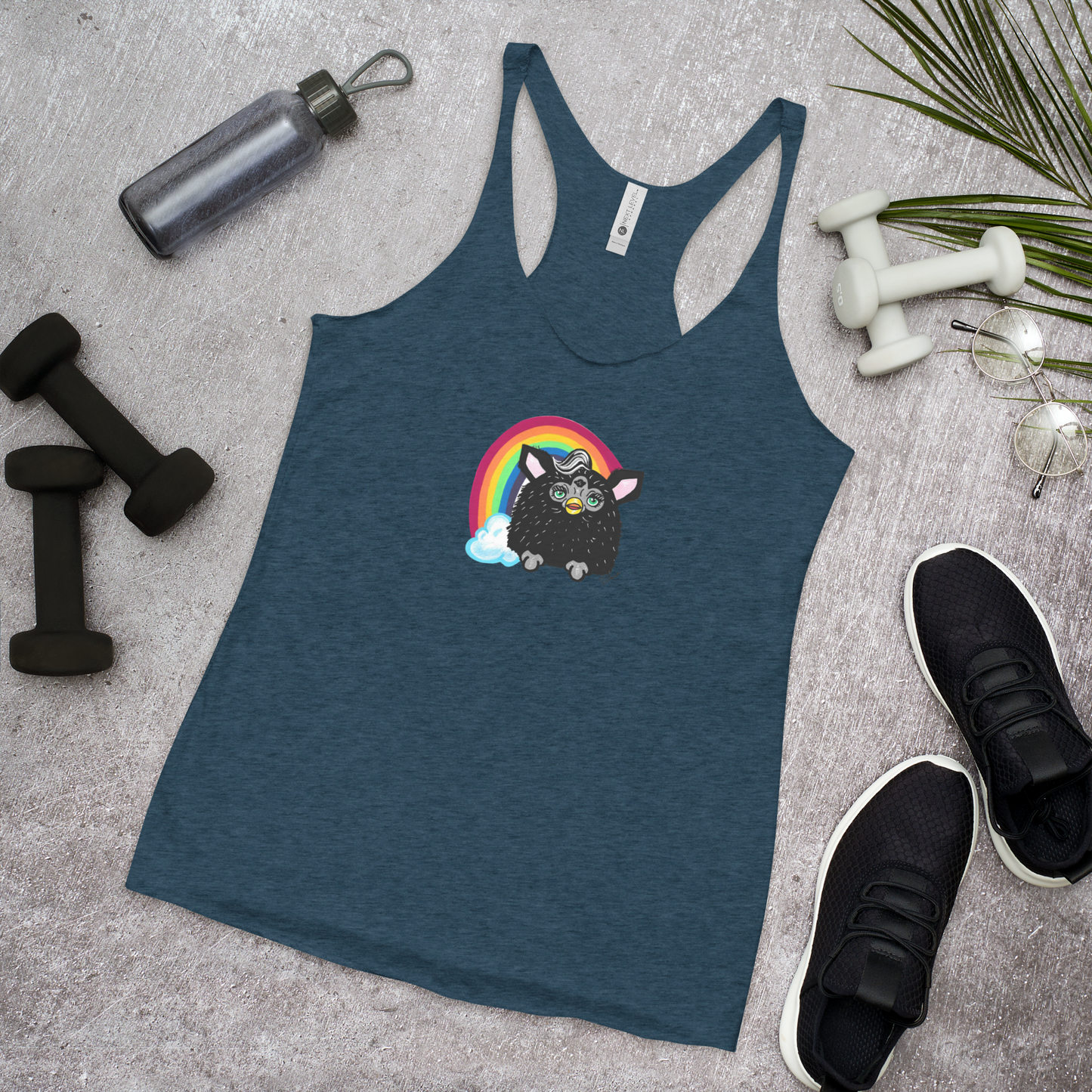 Rainbow Furby- Femme Racerback Tank