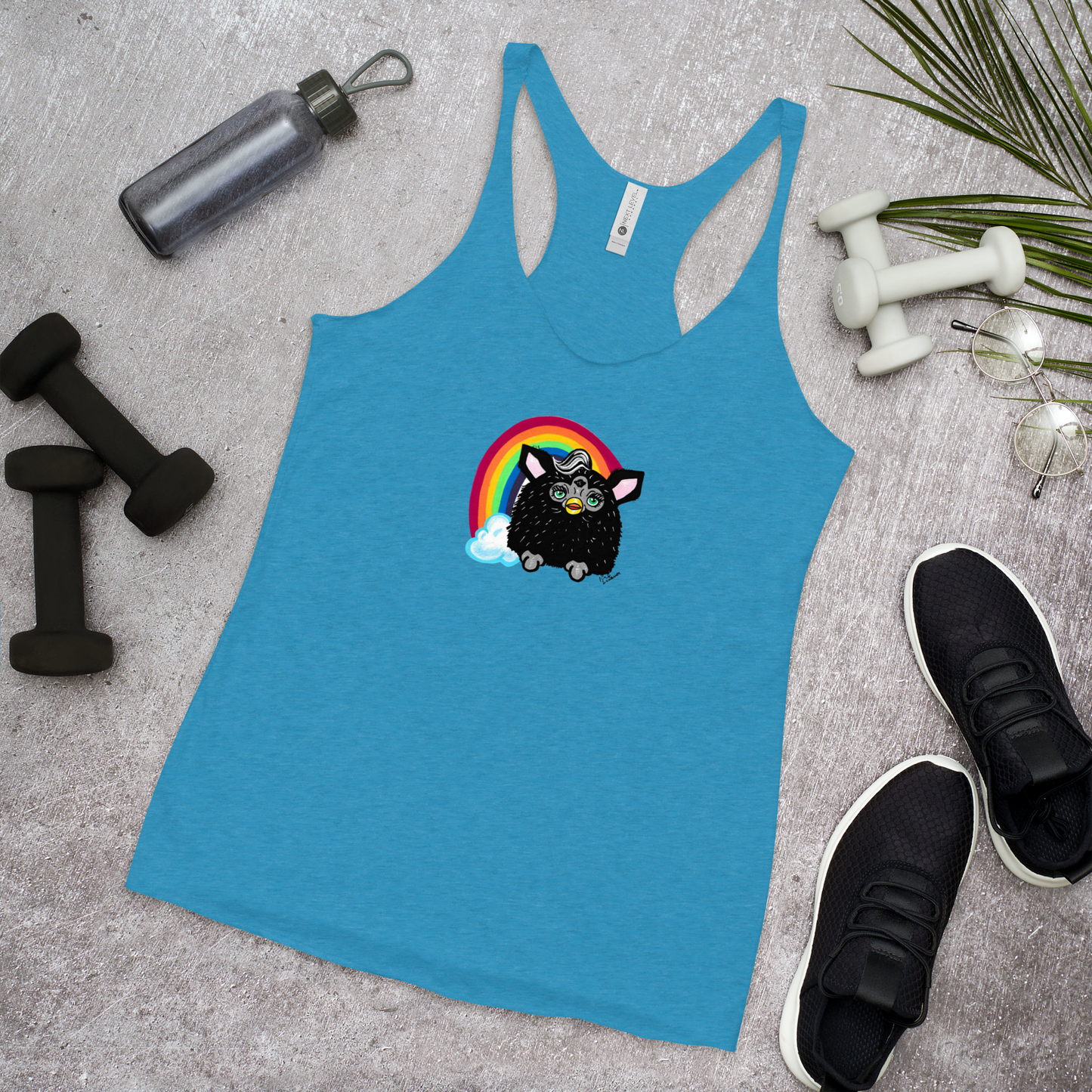 Rainbow Furby- Femme Racerback Tank