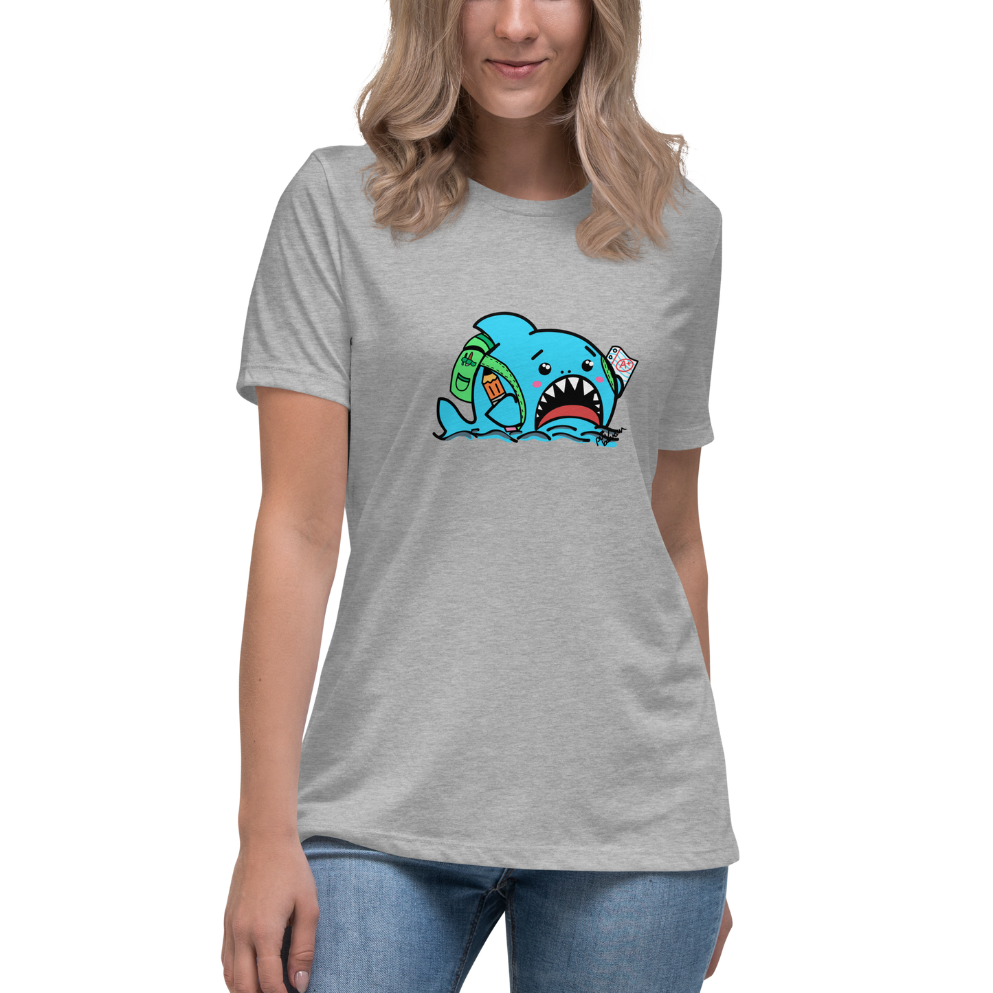 Anxious Shark Goes to School- Femme Relaxed T-Shirt