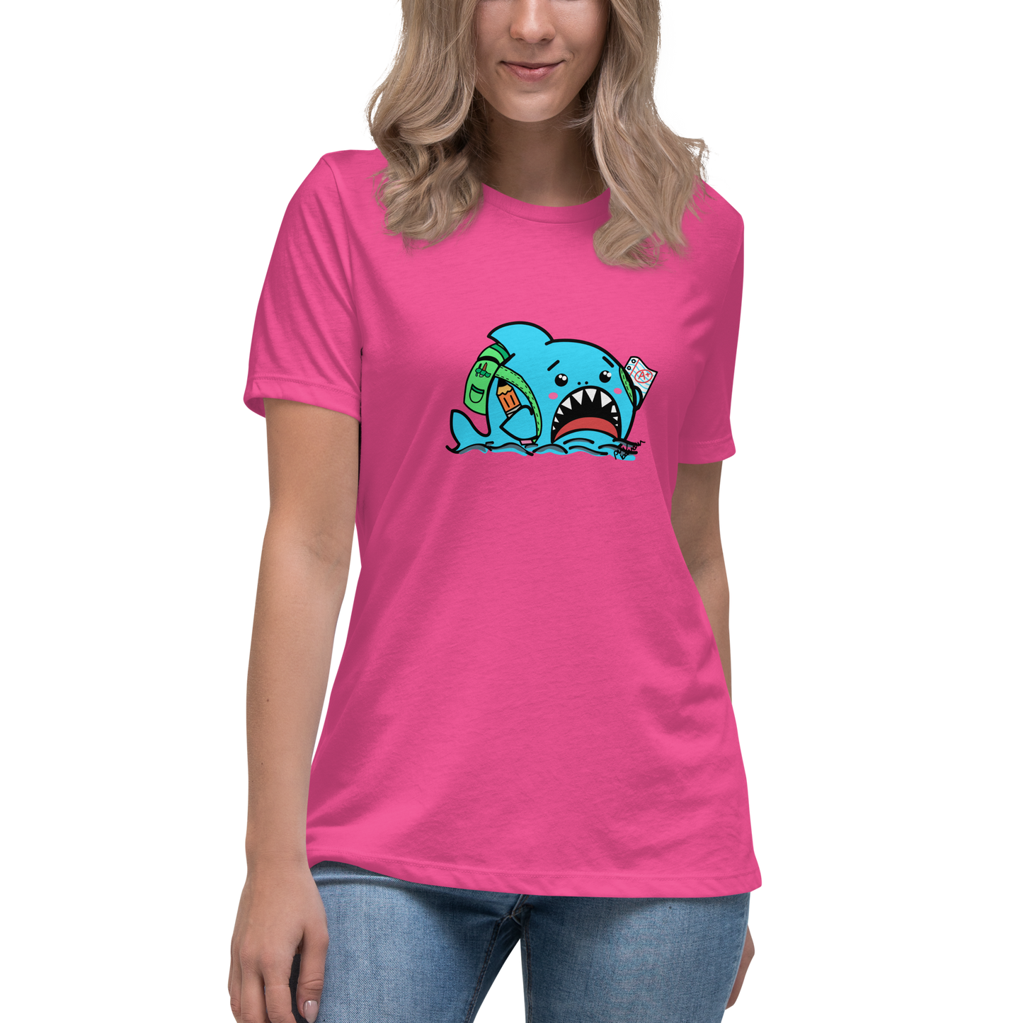 Anxious Shark Goes to School- Femme Relaxed T-Shirt