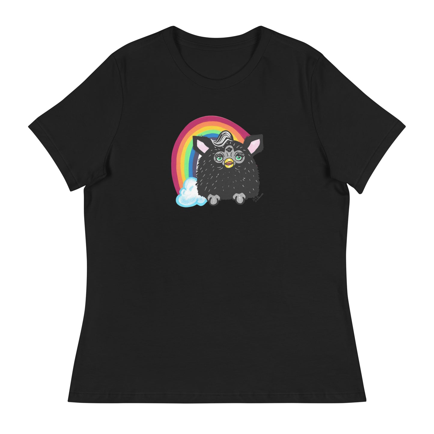 Black Furby with Rainbow Tshirt