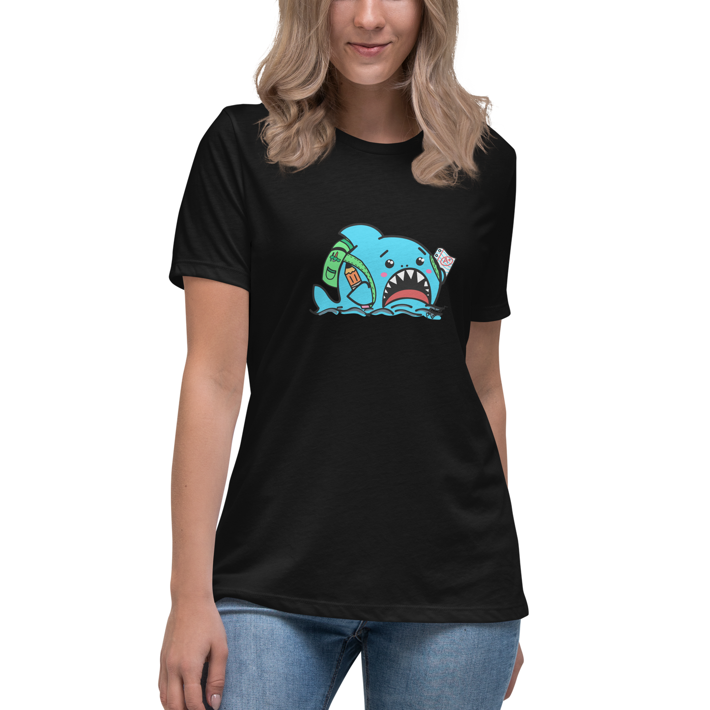 Anxious Shark Goes to School- Femme Relaxed T-Shirt