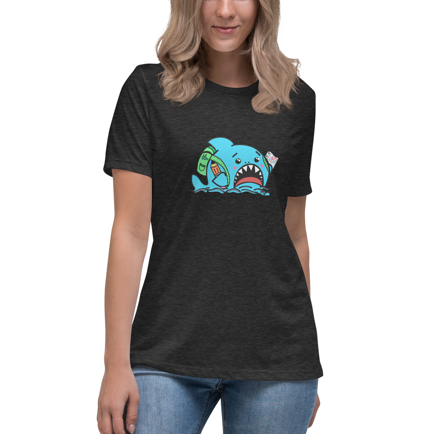 Anxious Shark Goes to School- Femme Relaxed T-Shirt