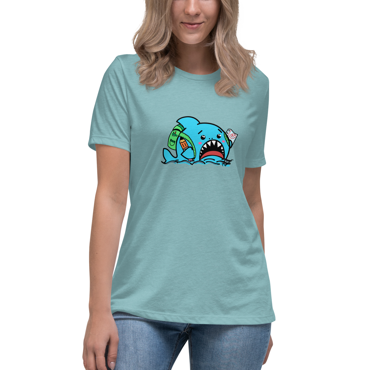 Anxious Shark Goes to School- Femme Relaxed T-Shirt