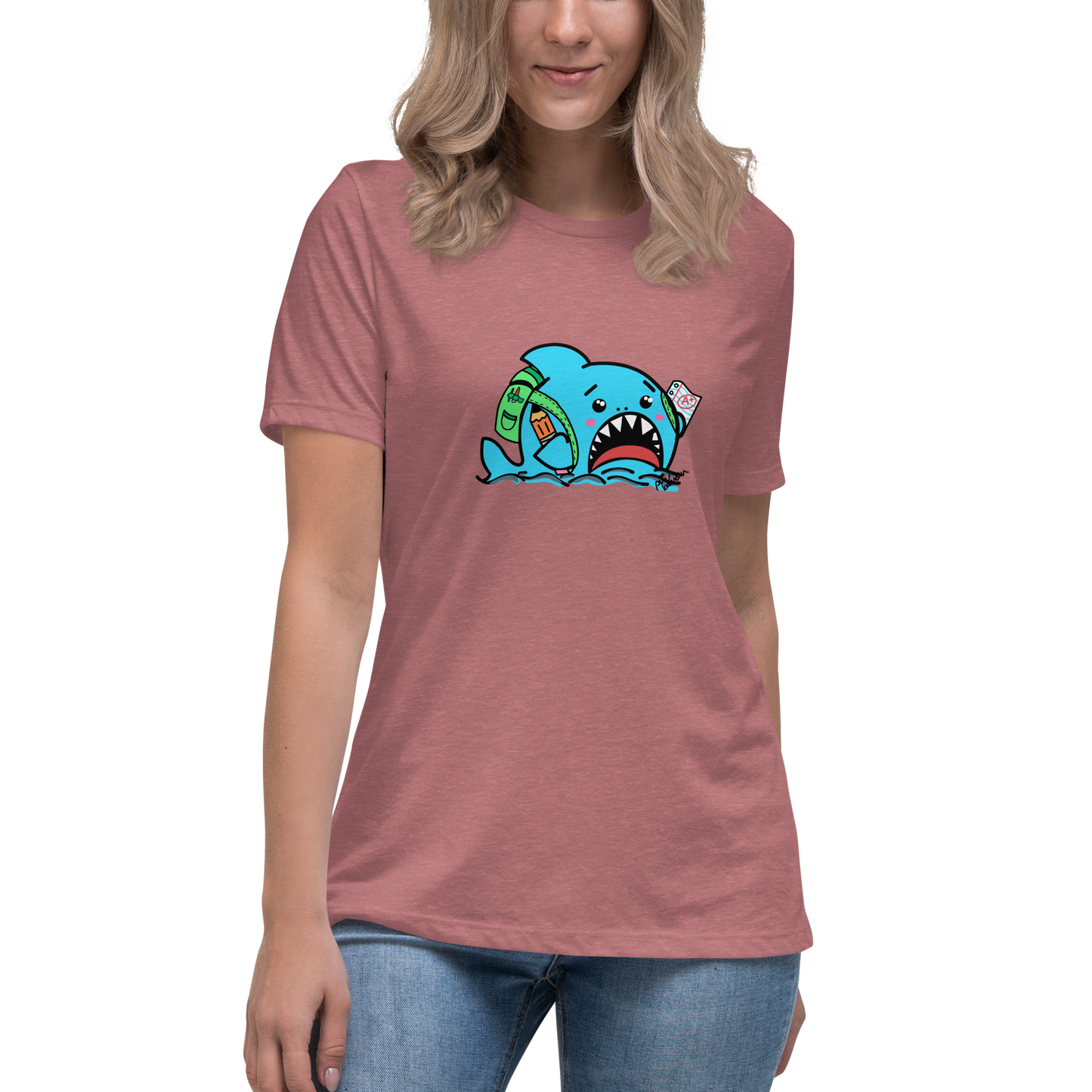 Anxious Shark Goes to School- Femme Relaxed T-Shirt