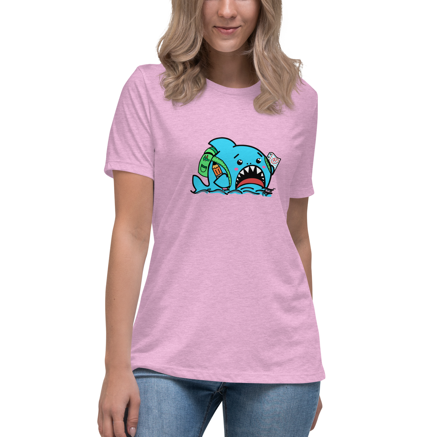 Anxious Shark Goes to School- Femme Relaxed T-Shirt