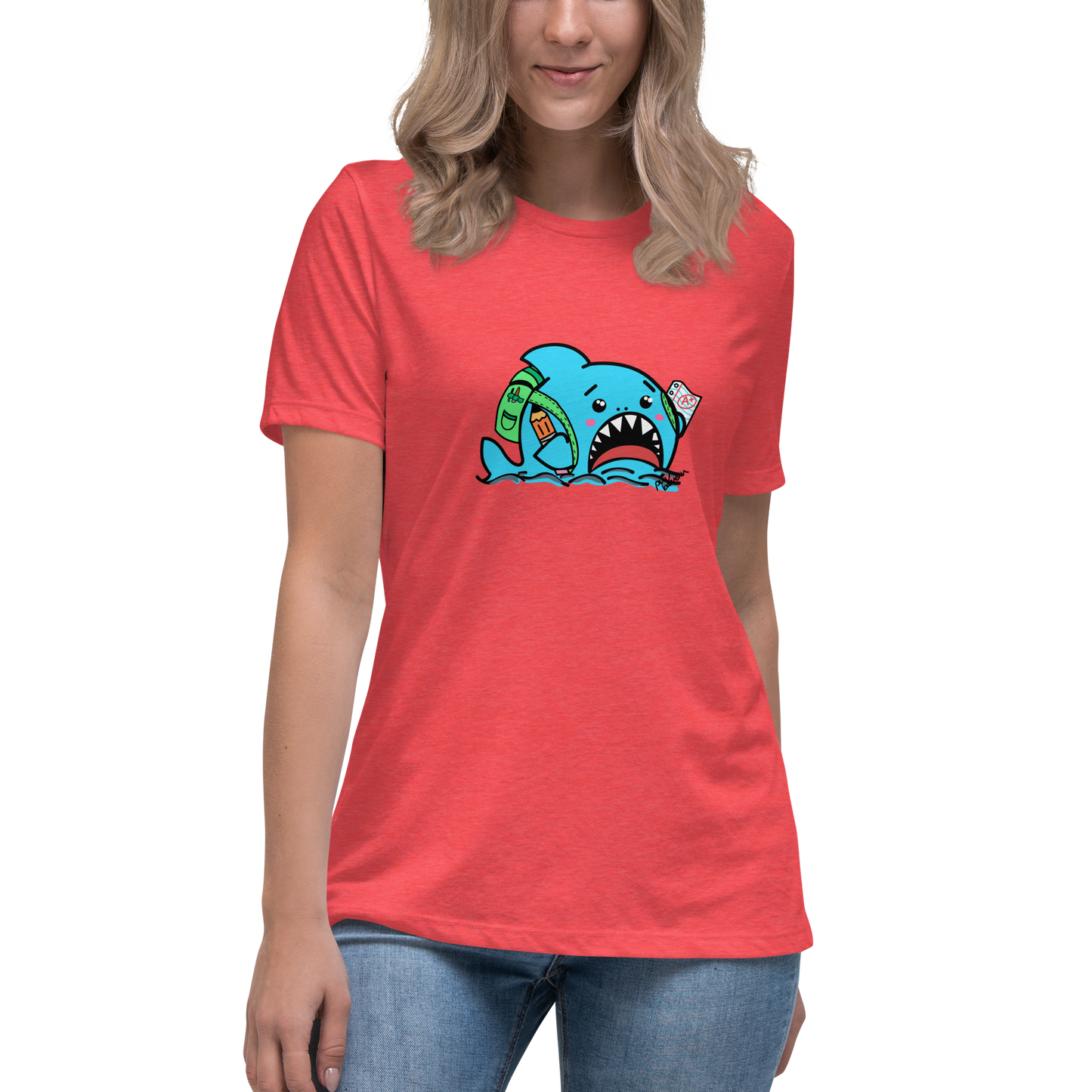 Anxious Shark Goes to School- Femme Relaxed T-Shirt