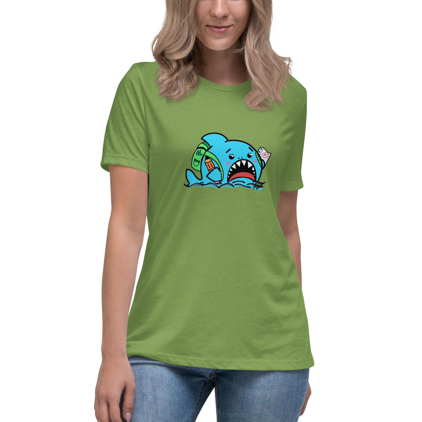 Anxious Shark Goes to School- Femme Relaxed T-Shirt