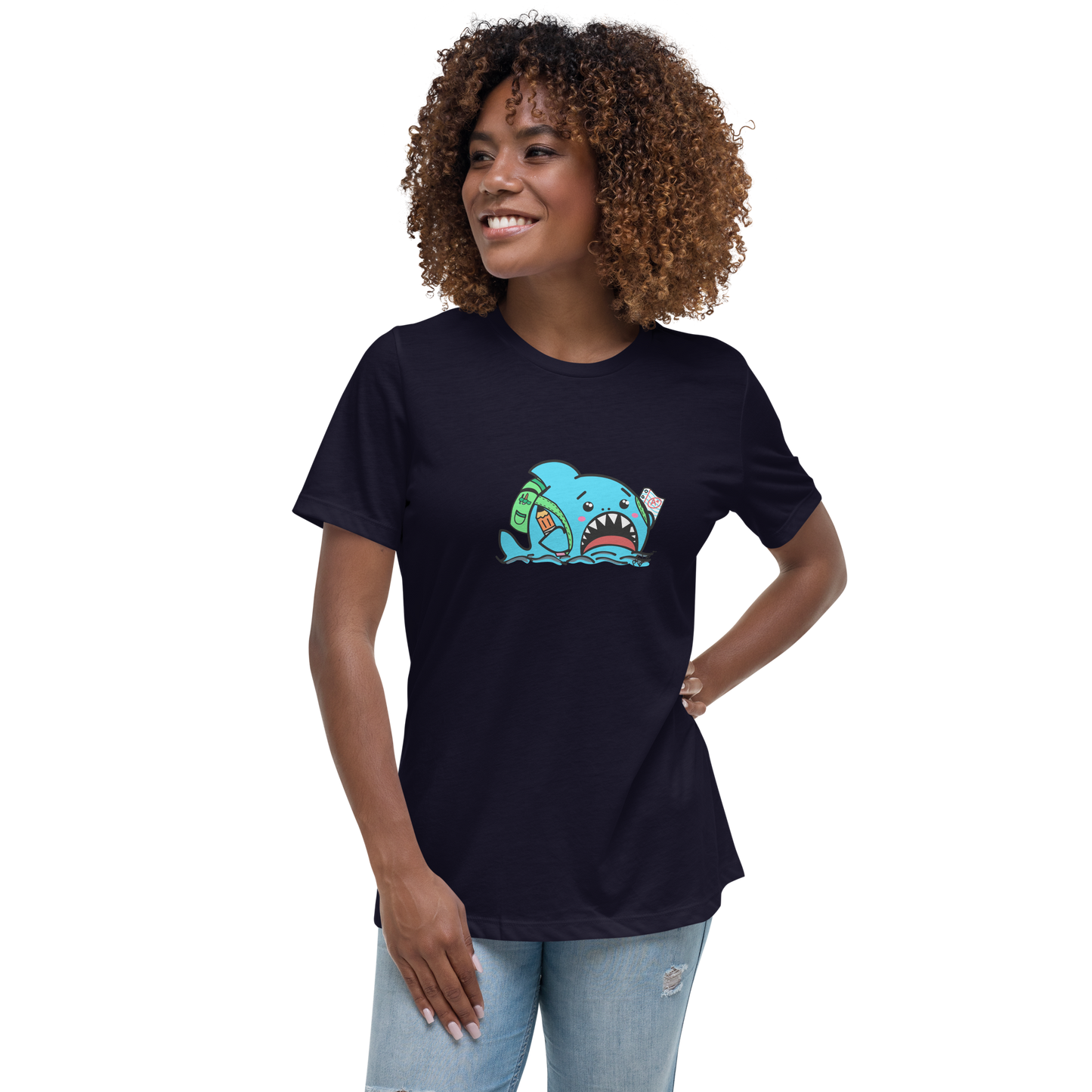 Anxious Shark Goes to School- Femme Relaxed T-Shirt