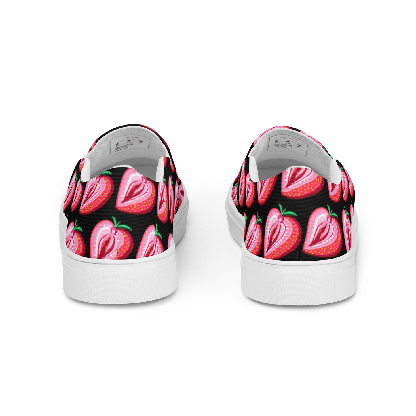 Strawberry Vulva, Women’s Slip-On Canvas Sneakers (black)