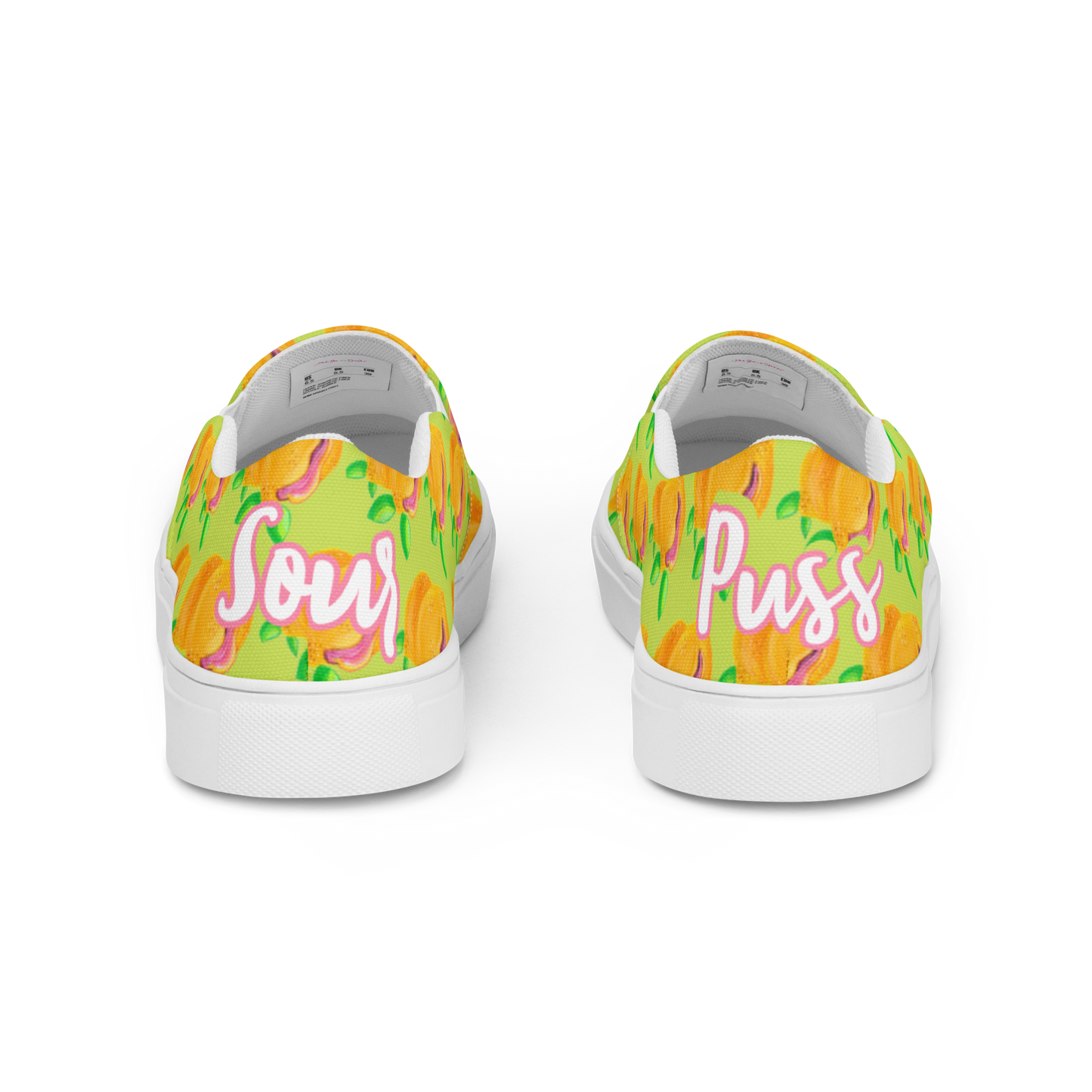 'Sour Puss" Lemon Vulva- Women’s Slip-on Canvas Sneakers