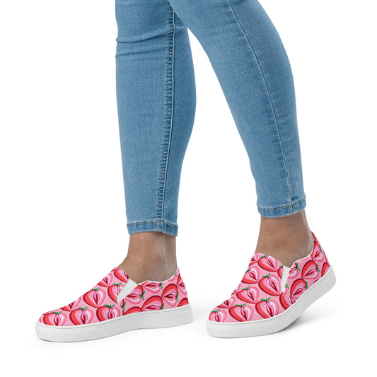 Strawberry Vulva, Women's Slip-on Sneakers