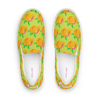 'Sour Puss" Lemon Vulva- Women’s Slip-on Canvas Sneakers