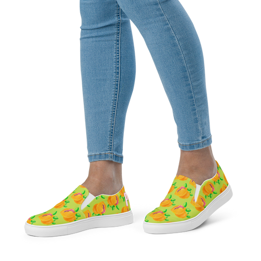 'Sour Puss" Lemon Vulva- Women’s Slip-on Canvas Sneakers