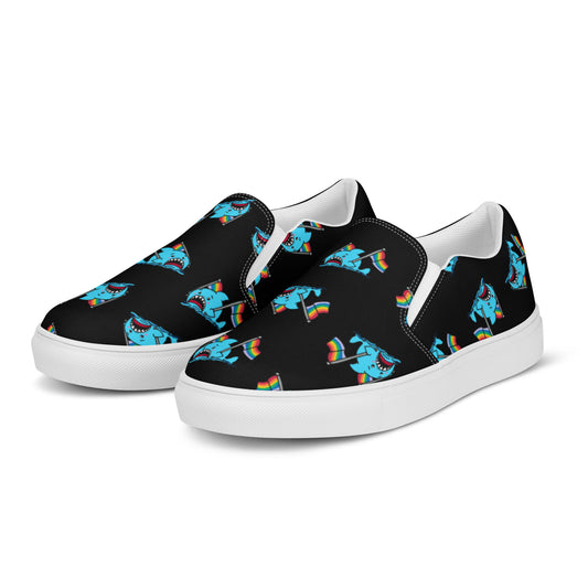 Anxious Shark Goes to Pride- Women's Slip on Sneakers