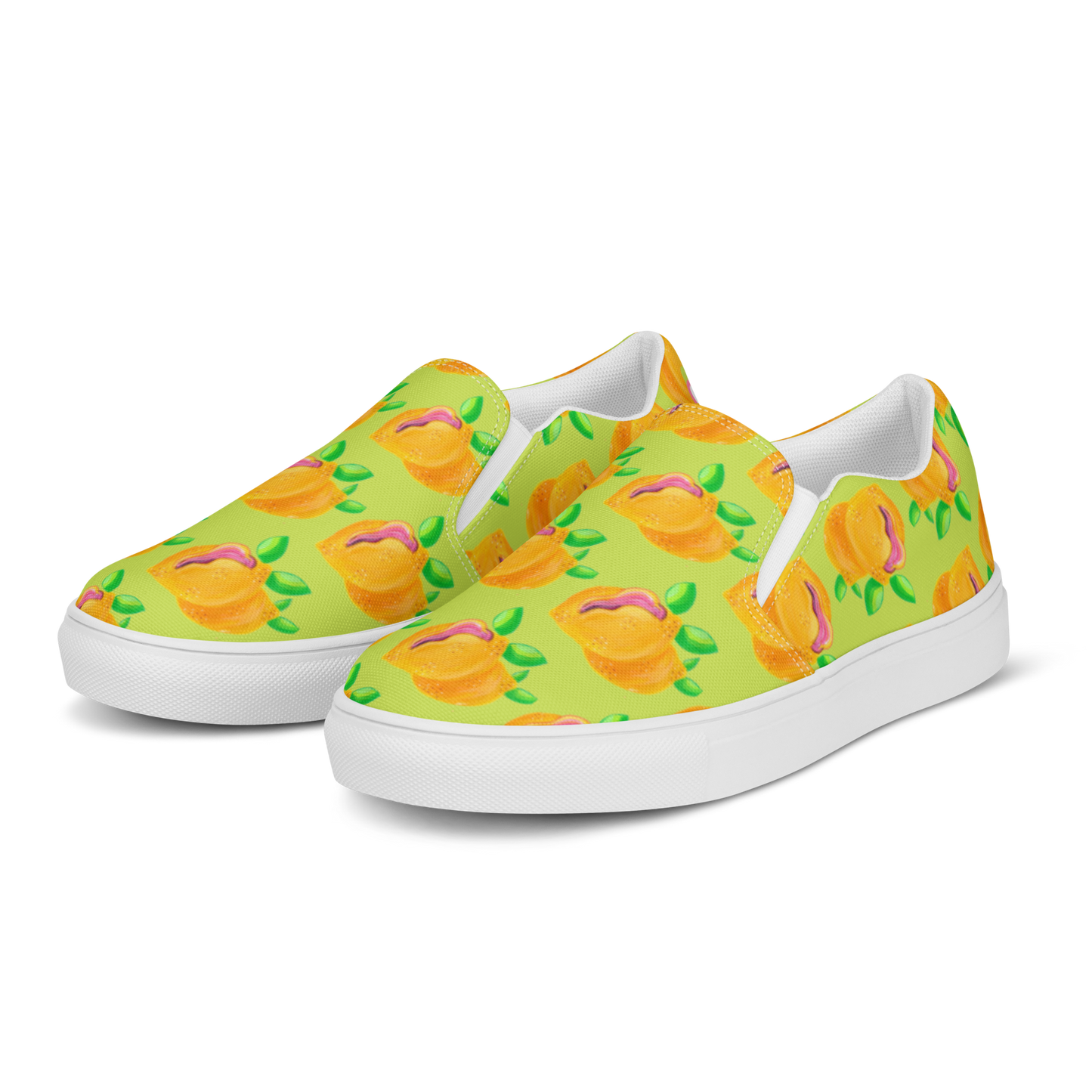 'Sour Puss" Lemon Vulva- Women’s Slip-on Canvas Sneakers