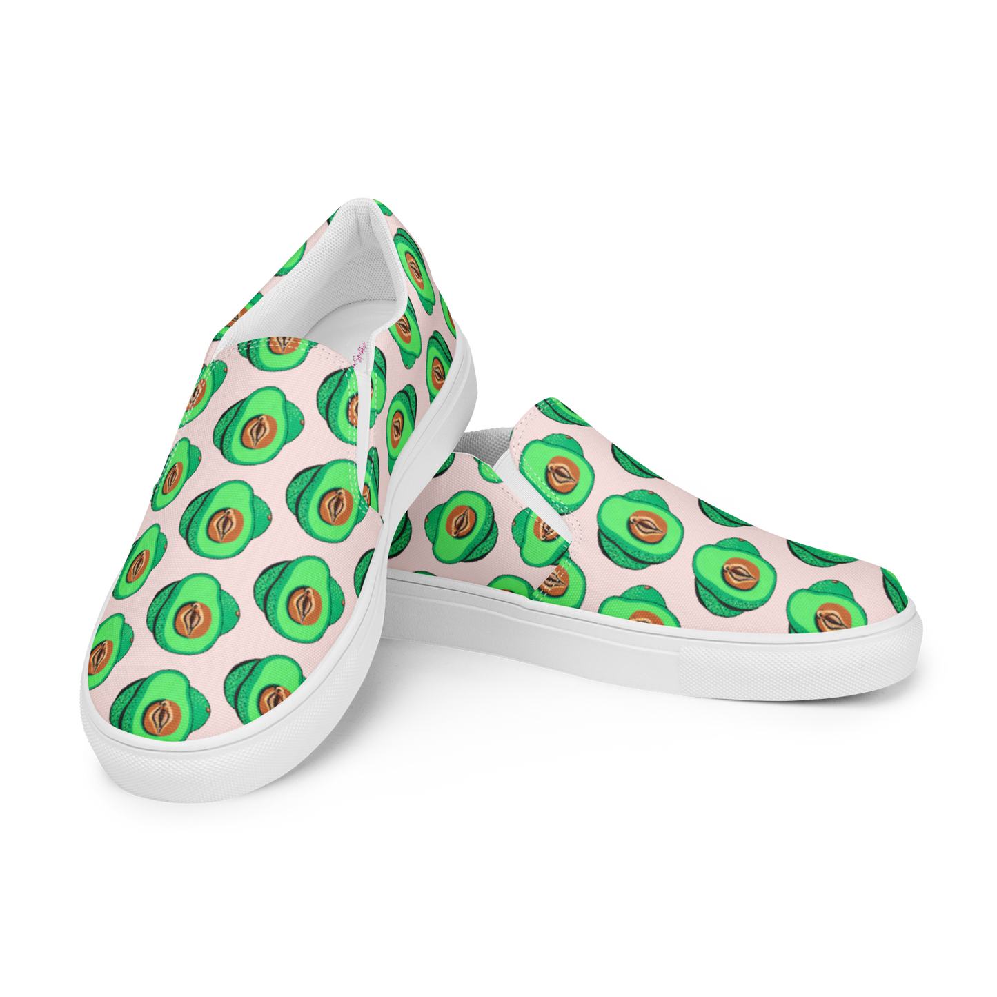 Avocado Vulva, Women’s slip-on canvas shoes (pink)