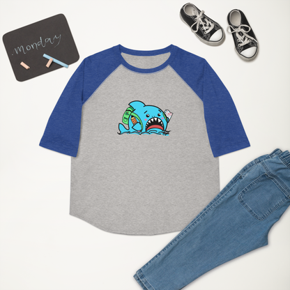 Anxious Shark Goes to School- Genderless Youth baseball shirt