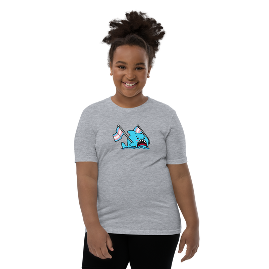 Anxious Shark Celebrates Pride! Trans Flag-Youth Short Sleeve T-Shirt