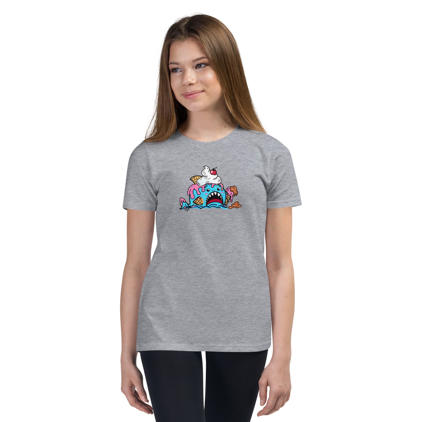 Halloween Sharks- Ice Cream Shark Genderless Youth Short Sleeve T-Shirt