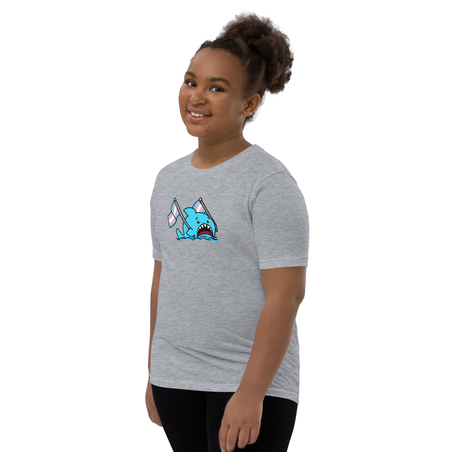 Anxious Shark Celebrates Pride! Trans Flag-Youth Short Sleeve T-Shirt