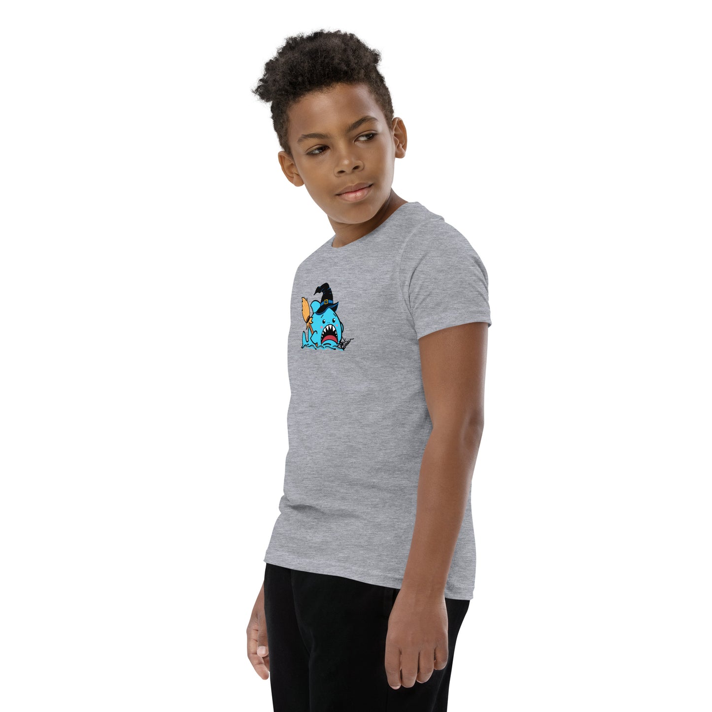Halloween Sharks- Witch Shark Genderless Youth Short Sleeve T-Shirt