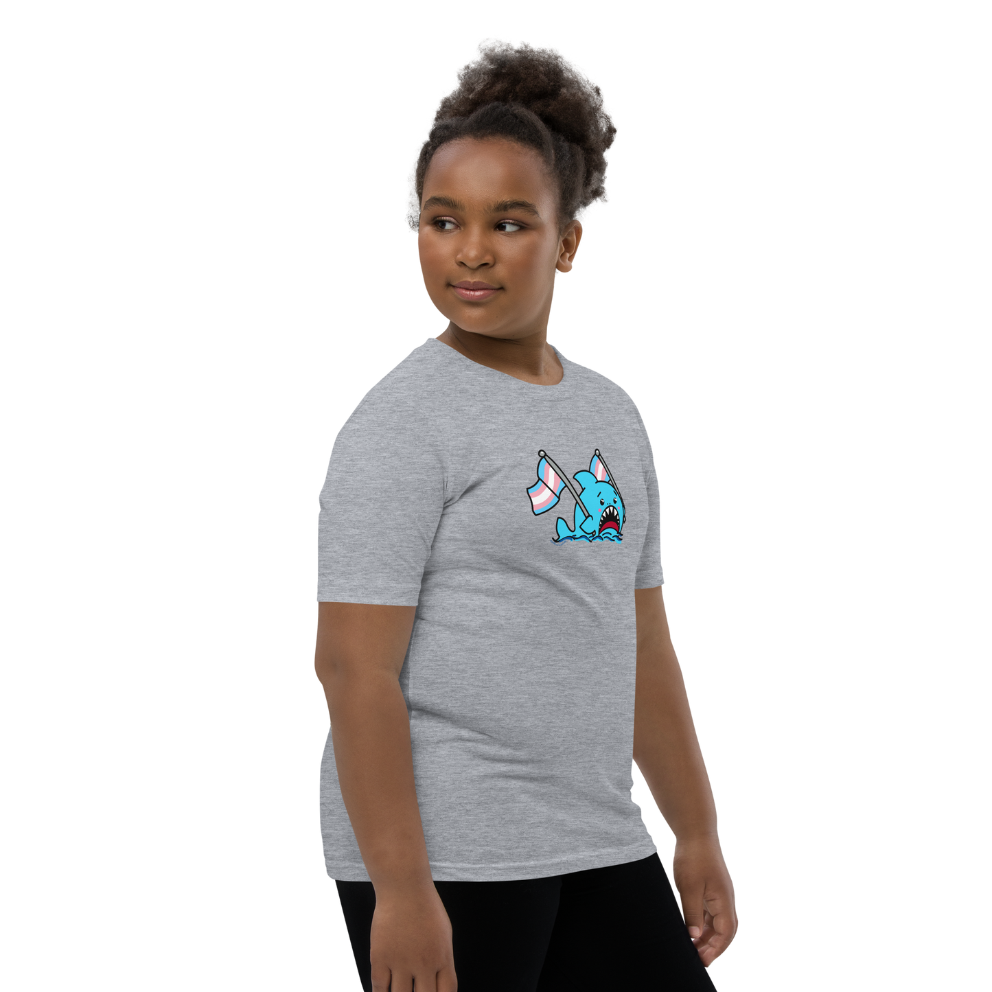 Anxious Shark Celebrates Pride! Trans Flag-Youth Short Sleeve T-Shirt