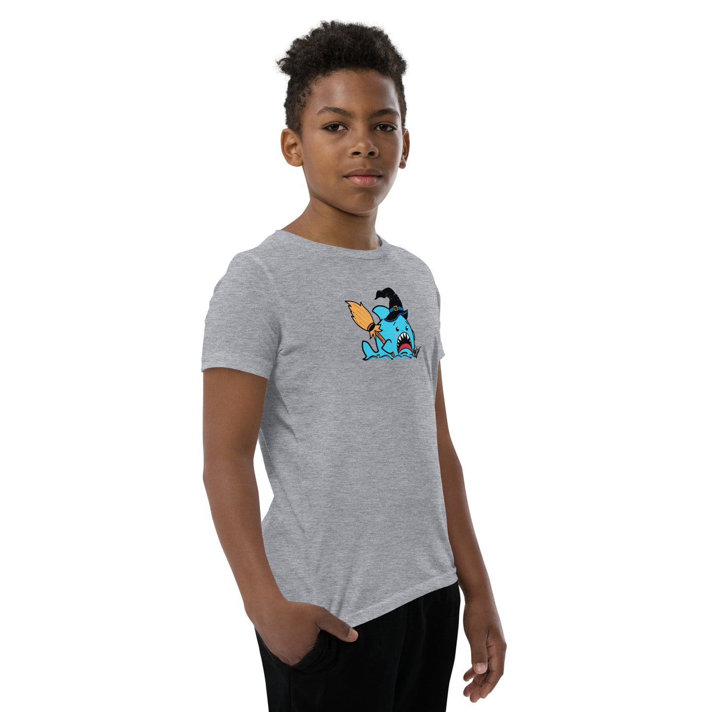 Halloween Sharks- Witch Shark Genderless Youth Short Sleeve T-Shirt