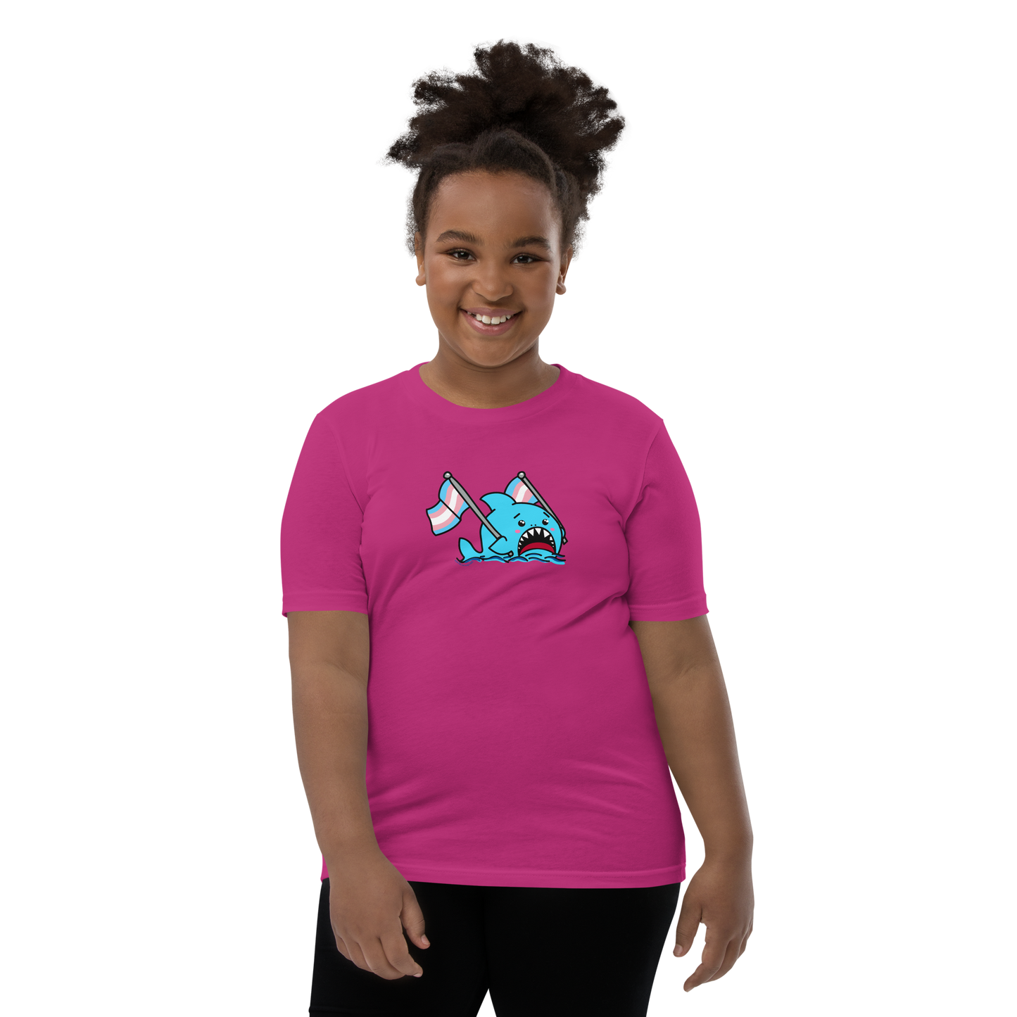 Anxious Shark Celebrates Pride! Trans Flag-Youth Short Sleeve T-Shirt