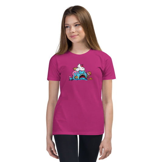 Halloween Sharks- Ice Cream Shark Genderless Youth Short Sleeve T-Shirt