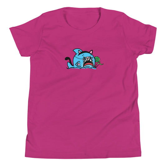 Halloween Sharks- Kitty Shark Genderless Youth Short Sleeve T-Shirt