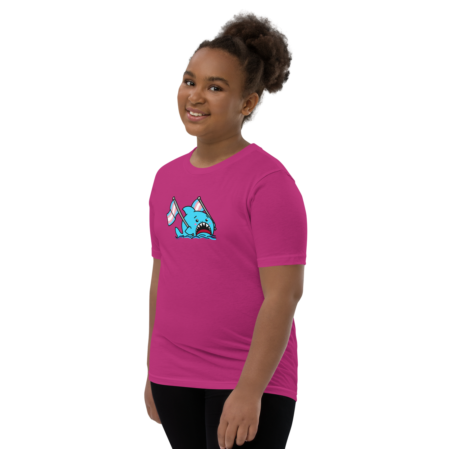 Anxious Shark Celebrates Pride! Trans Flag-Youth Short Sleeve T-Shirt