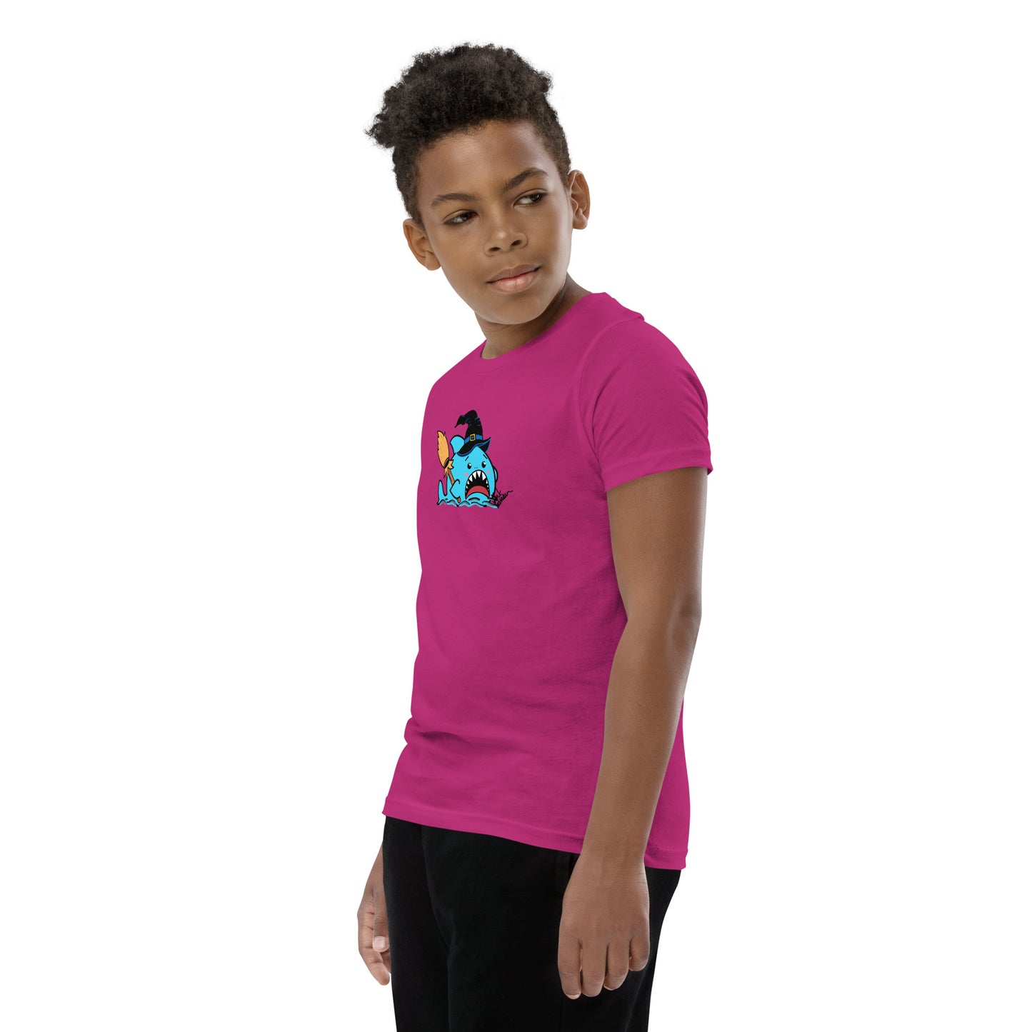 Halloween Sharks- Witch Shark Genderless Youth Short Sleeve T-Shirt