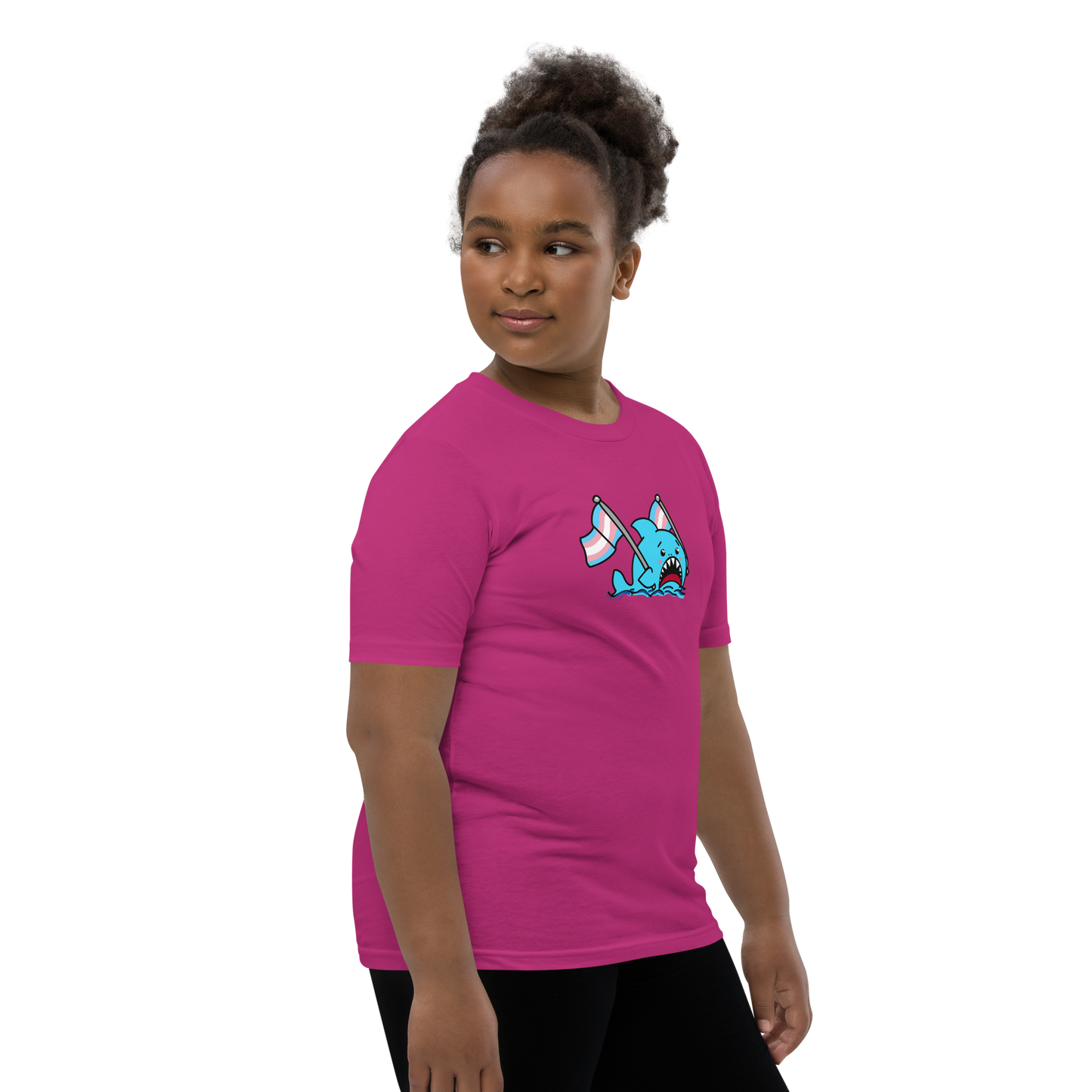 Anxious Shark Celebrates Pride! Trans Flag-Youth Short Sleeve T-Shirt
