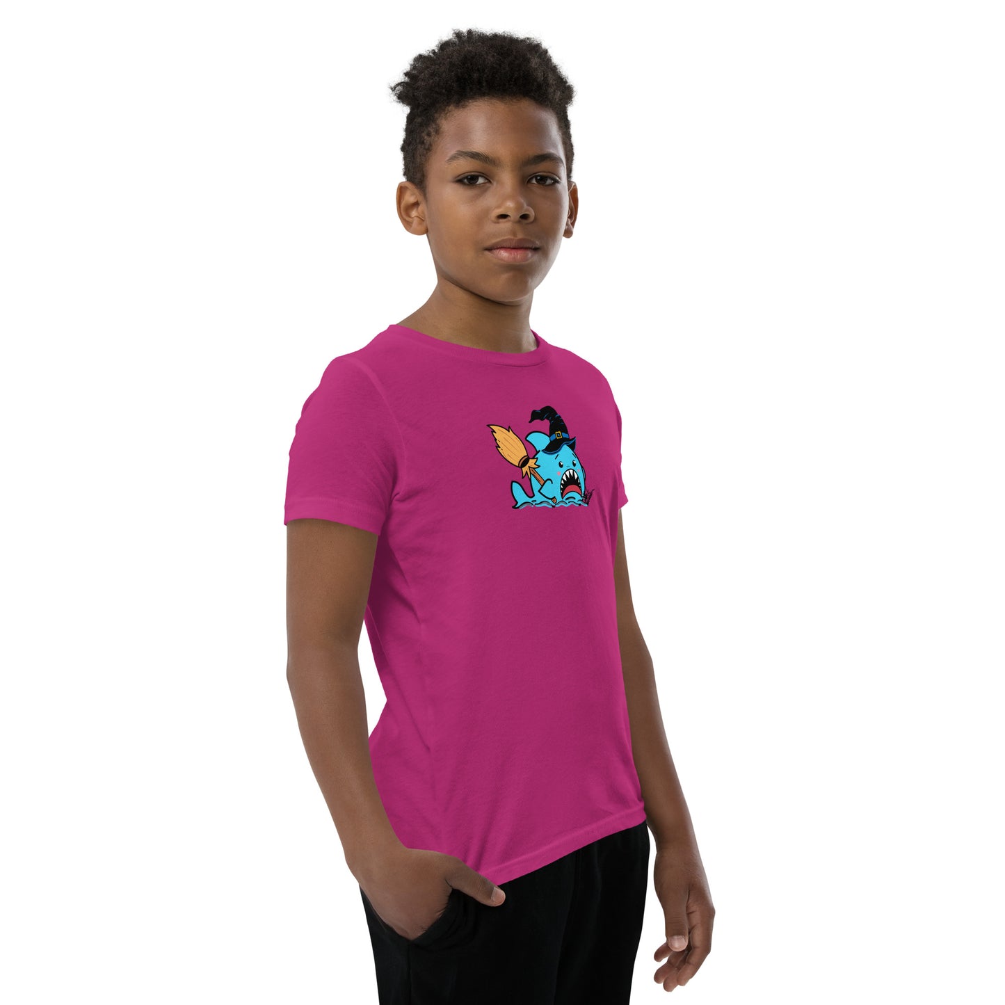 Halloween Sharks- Witch Shark Genderless Youth Short Sleeve T-Shirt
