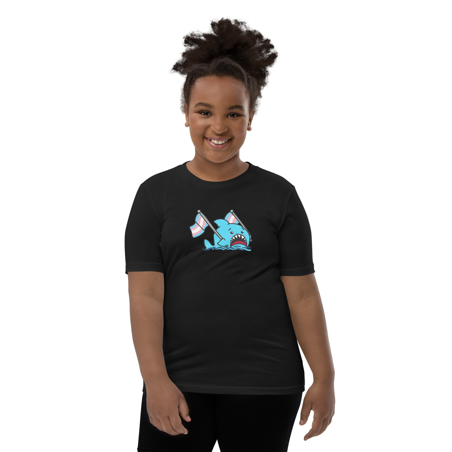 Anxious Shark Celebrates Pride! Trans Flag-Youth Short Sleeve T-Shirt