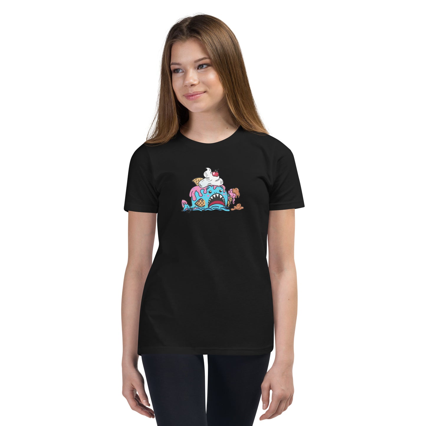 Halloween Sharks- Ice Cream Shark Genderless Youth Short Sleeve T-Shirt