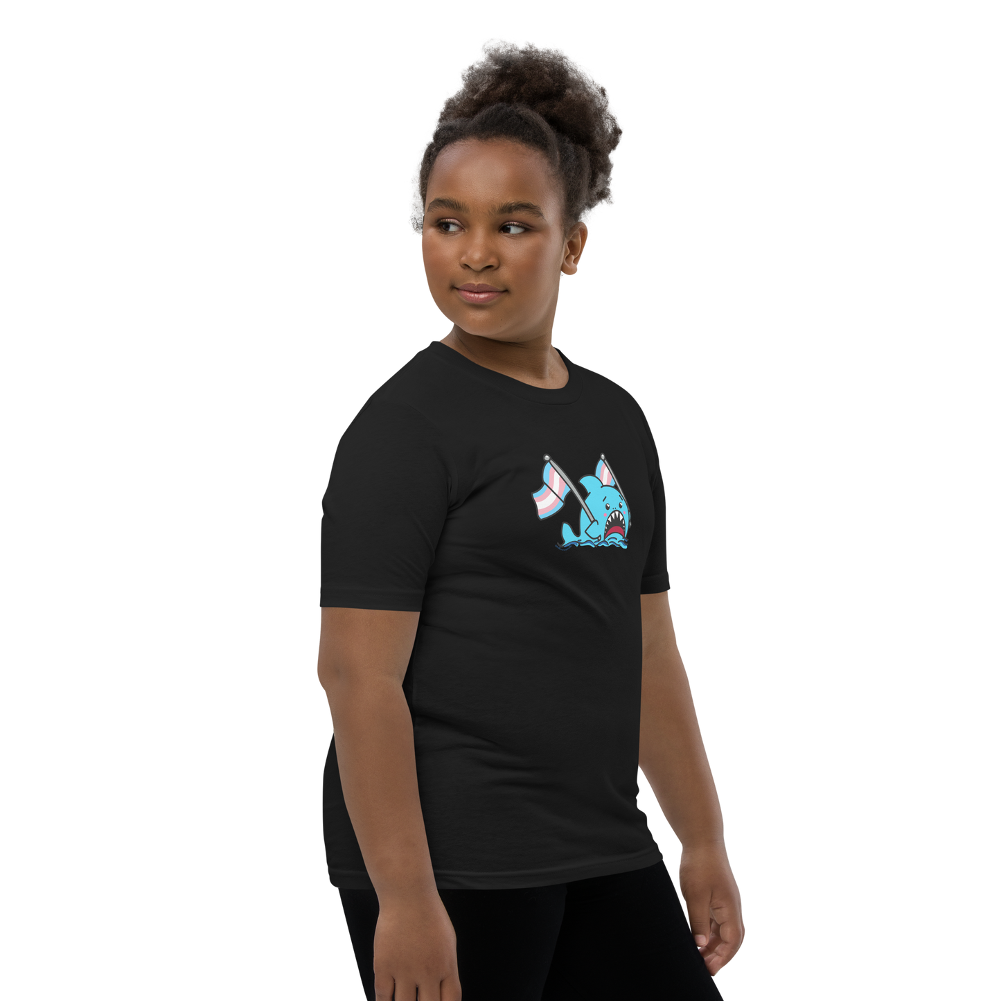 Anxious Shark Celebrates Pride! Trans Flag-Youth Short Sleeve T-Shirt