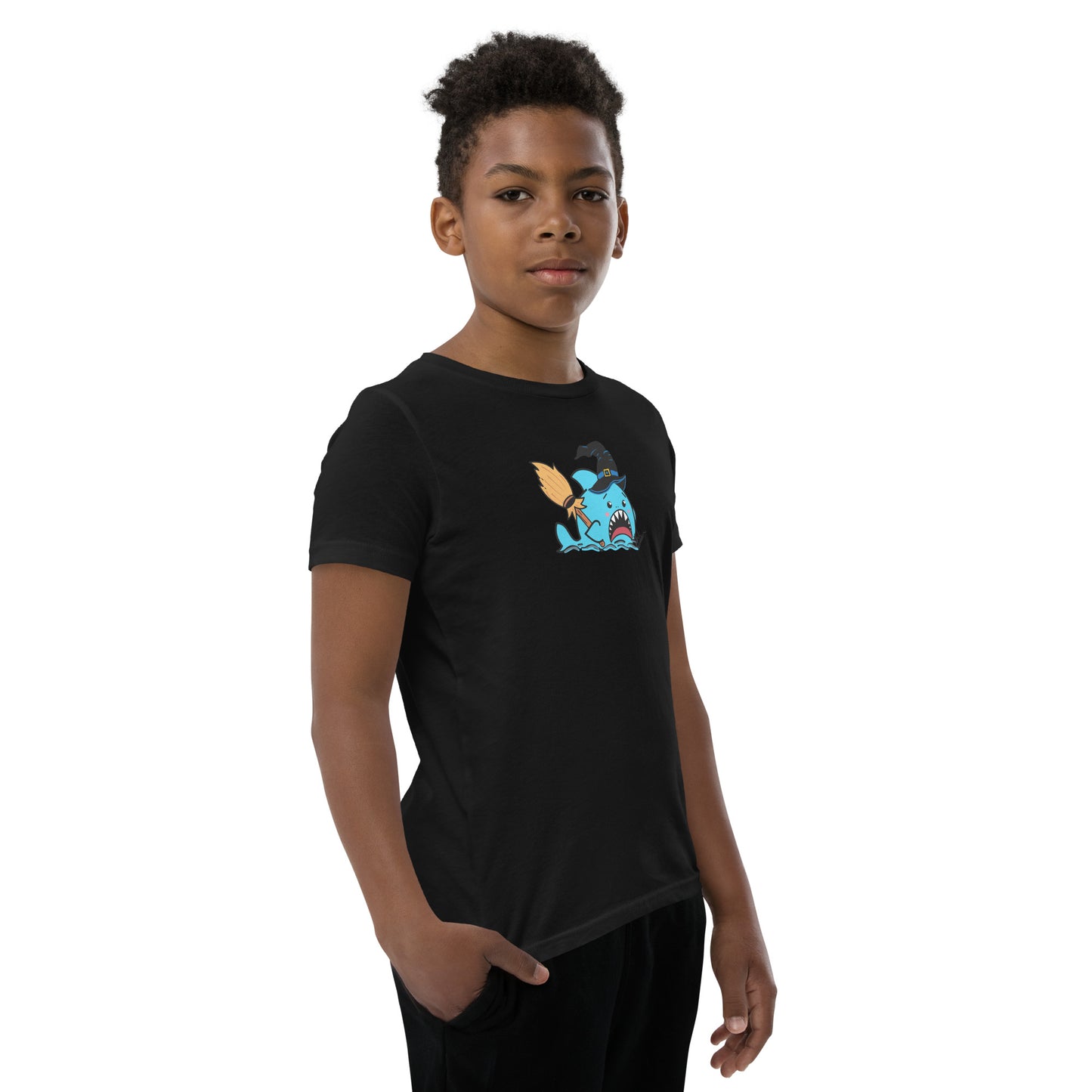 Halloween Sharks- Witch Shark Genderless Youth Short Sleeve T-Shirt