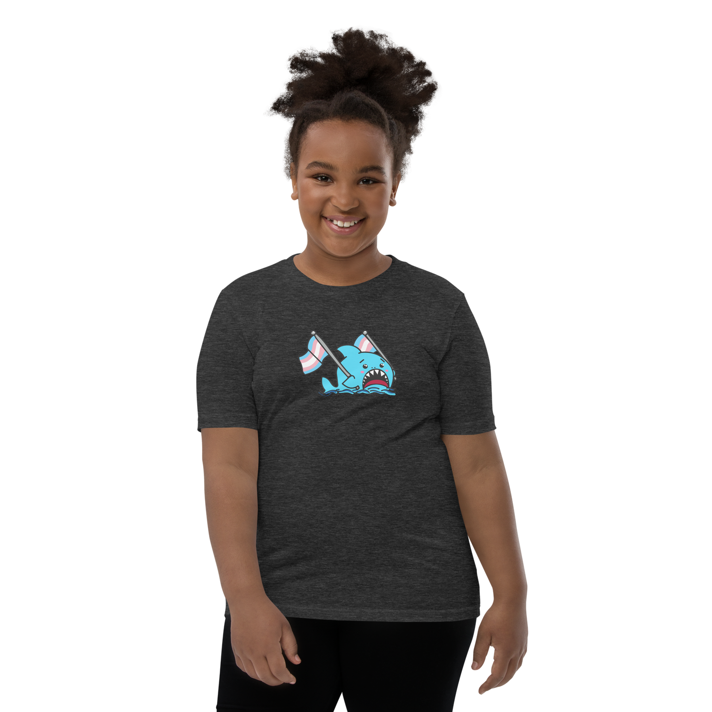 Anxious Shark Celebrates Pride! Trans Flag-Youth Short Sleeve T-Shirt