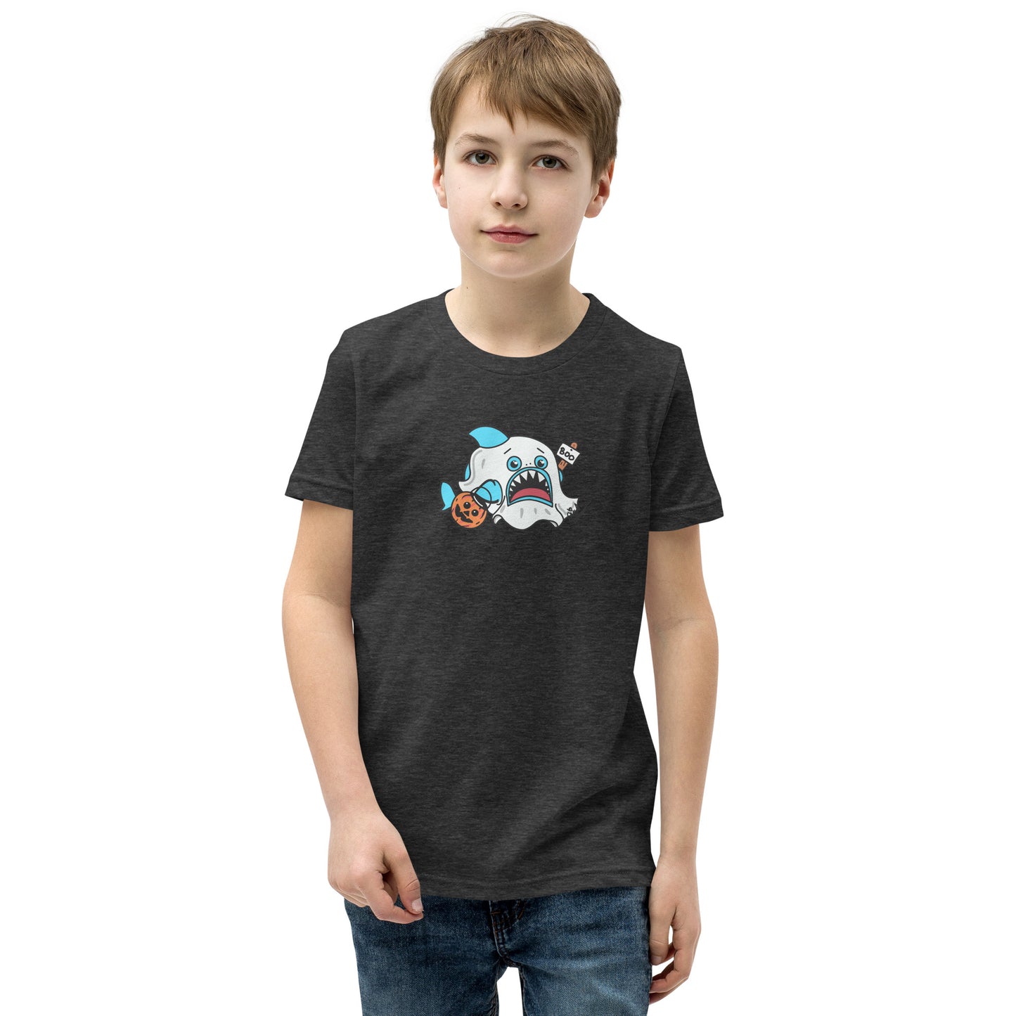 Halloween Sharks- Ghost Shark Genderless Youth Short Sleeve T-Shirt