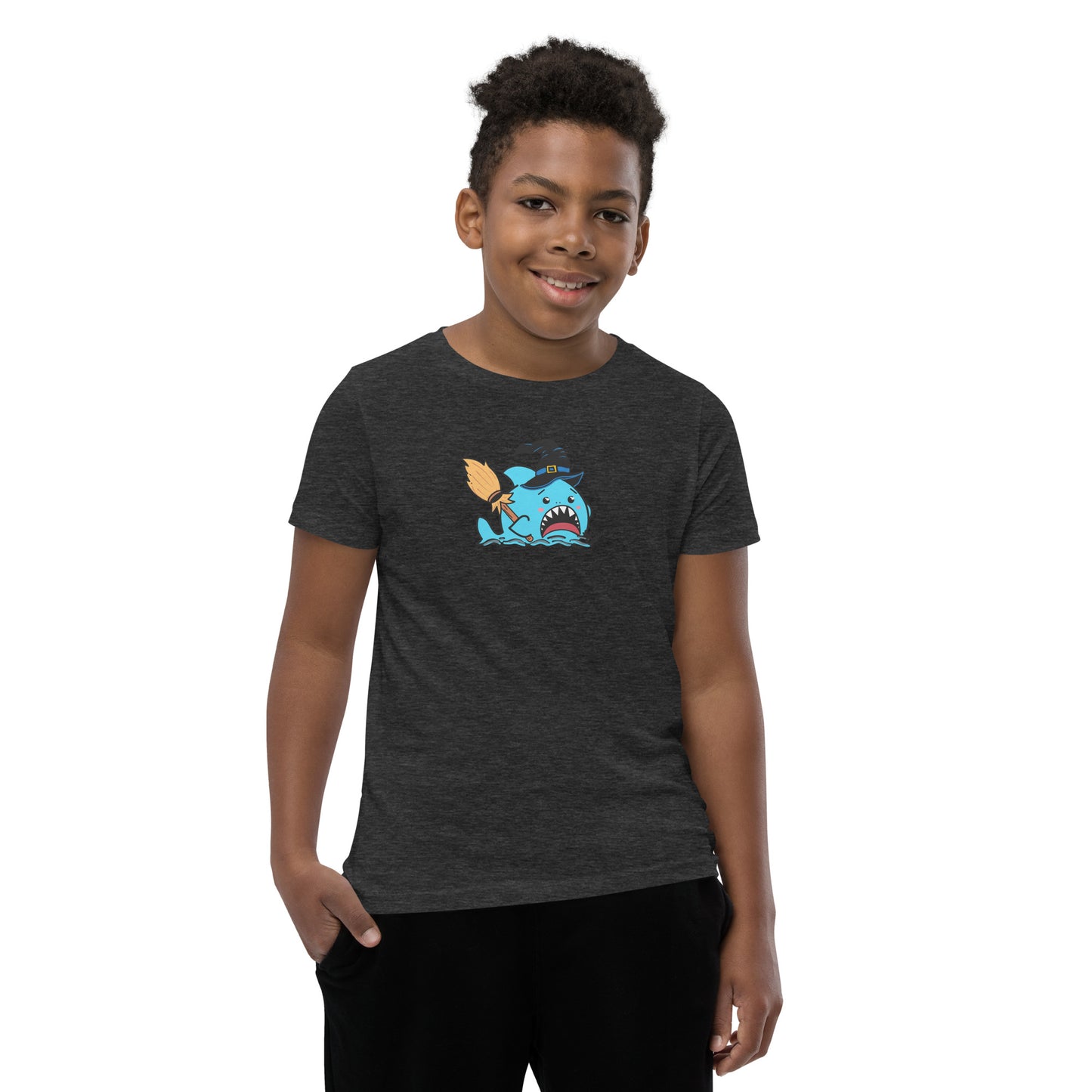 Halloween Sharks- Witch Shark Genderless Youth Short Sleeve T-Shirt