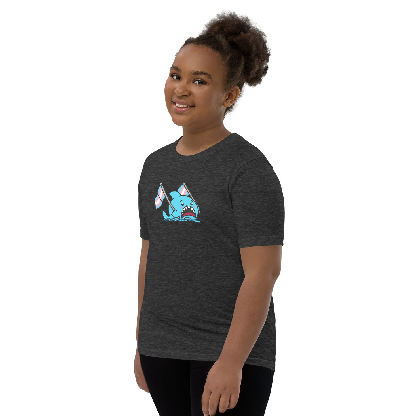 Anxious Shark Celebrates Pride! Trans Flag-Youth Short Sleeve T-Shirt