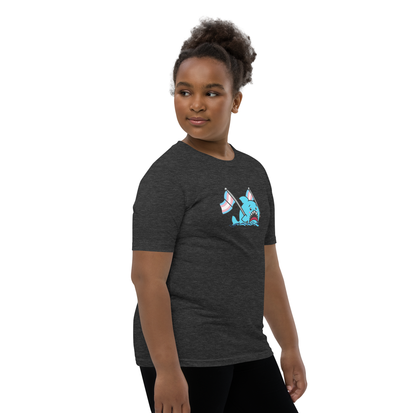Anxious Shark Celebrates Pride! Trans Flag-Youth Short Sleeve T-Shirt