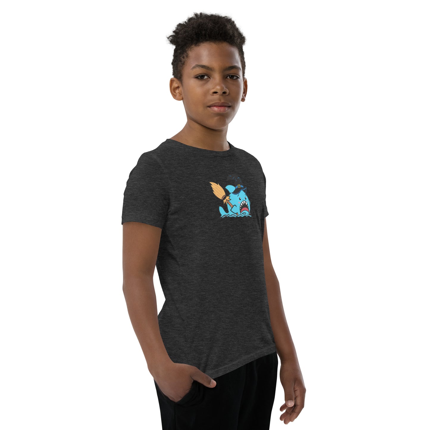 Halloween Sharks- Witch Shark Genderless Youth Short Sleeve T-Shirt