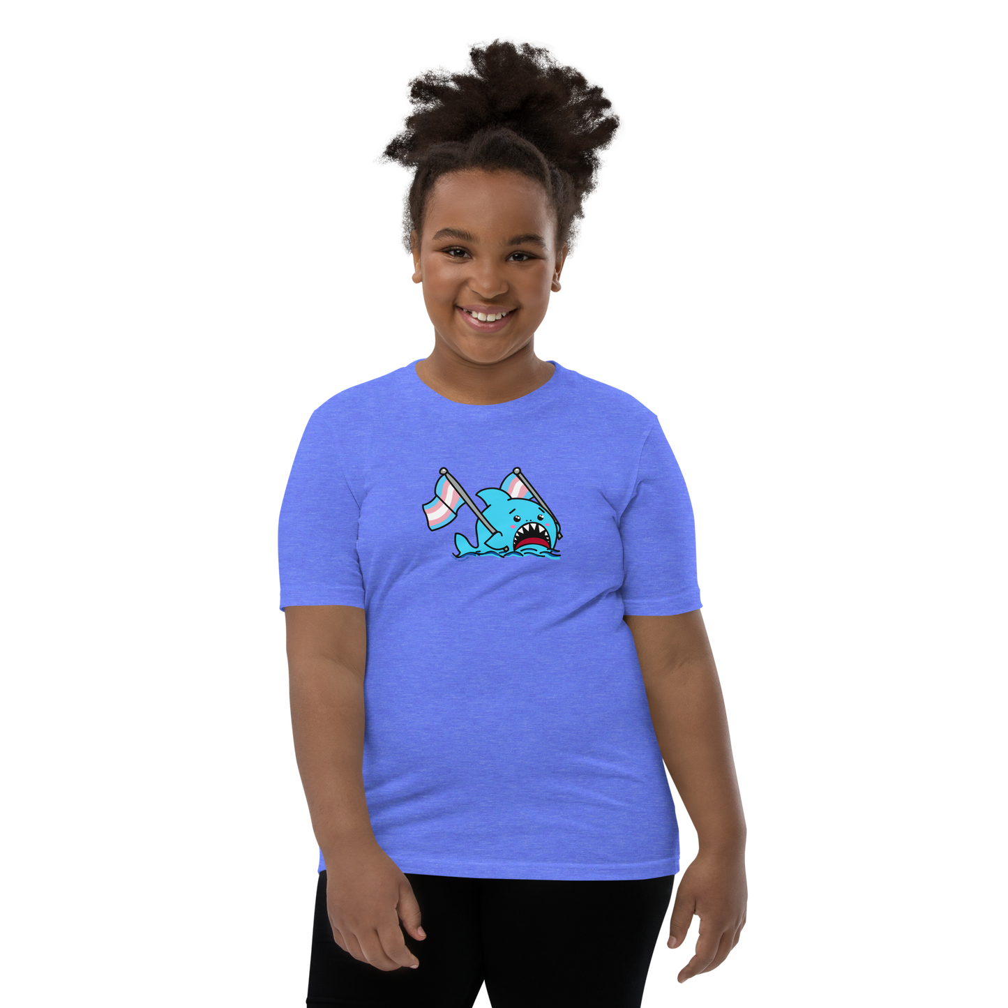 Anxious Shark Celebrates Pride! Trans Flag-Youth Short Sleeve T-Shirt