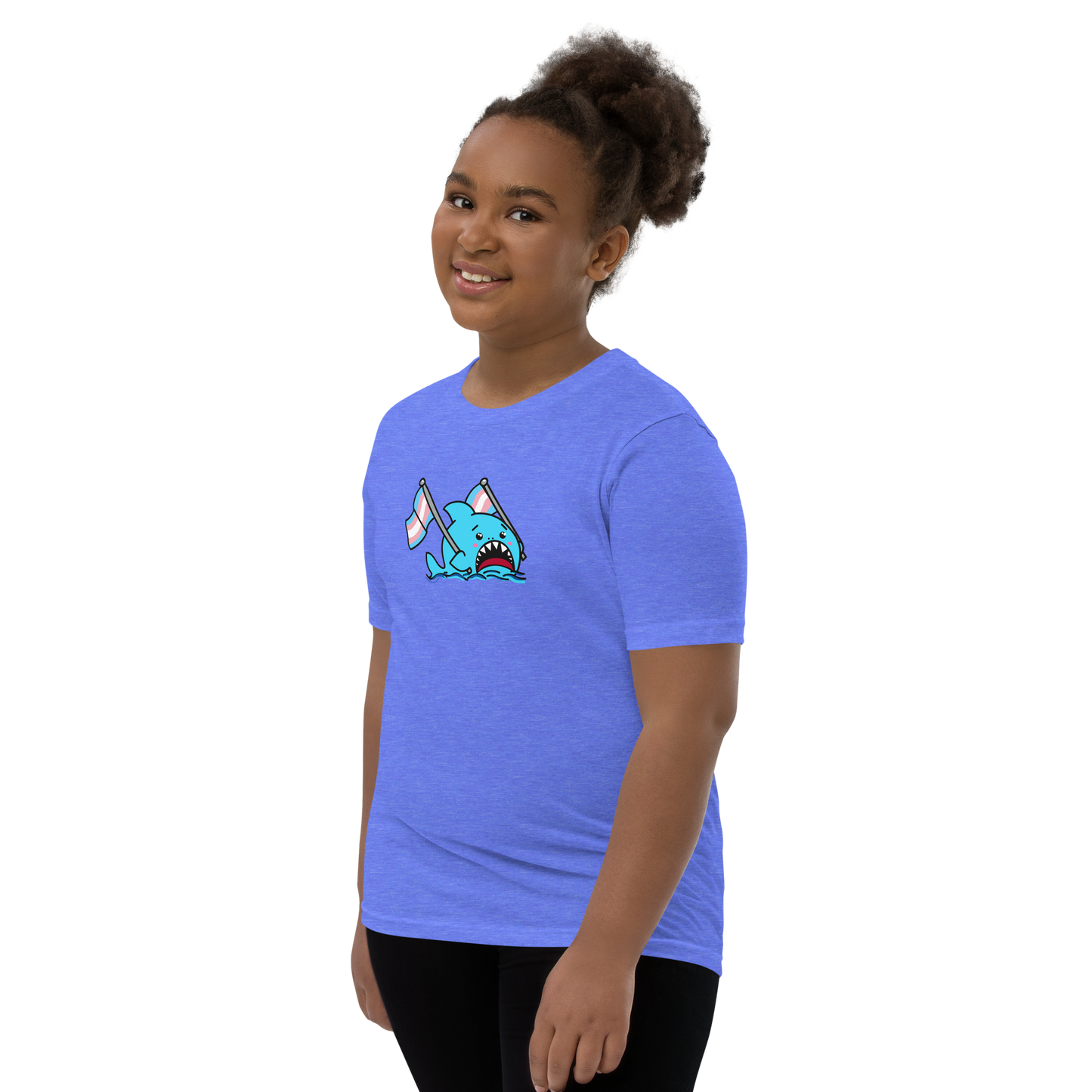 Anxious Shark Celebrates Pride! Trans Flag-Youth Short Sleeve T-Shirt