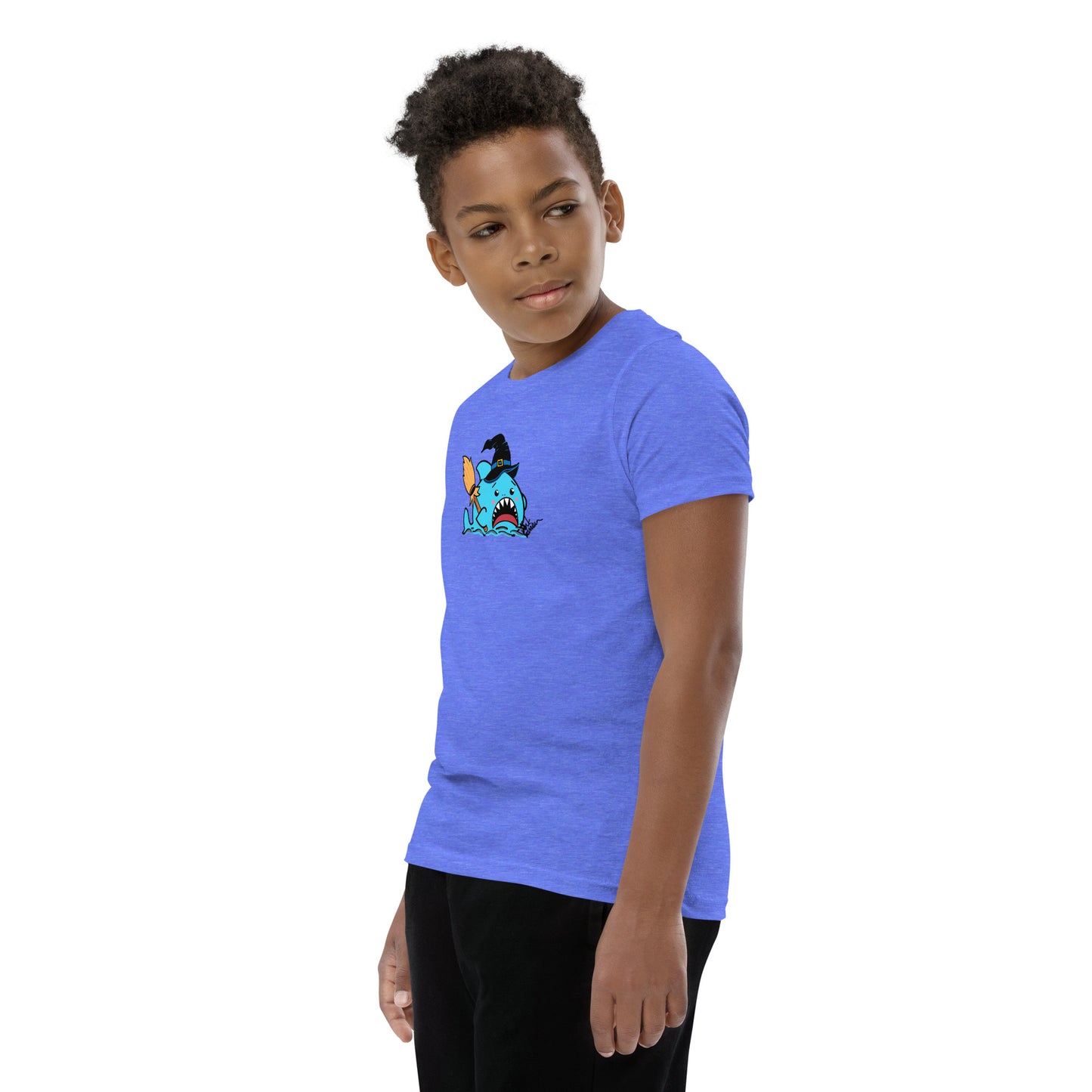 Halloween Sharks- Witch Shark Genderless Youth Short Sleeve T-Shirt